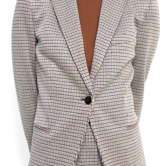 Theory Houndstooth Eco Knit Multicolor Two-Piece Feminine Earthtone PowerSuit - Picture 13 of 16